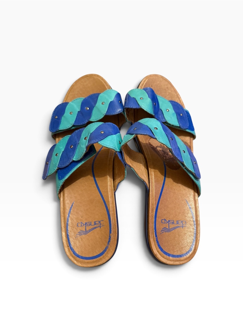 Dansko Dee Teal Blue Leather Comfort Sandals Size 41